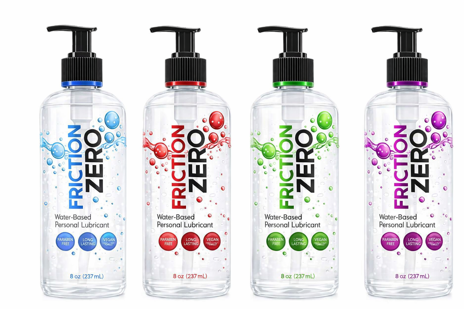 FrictionZero™ premium water‑based lubricant bottle on a clean white background